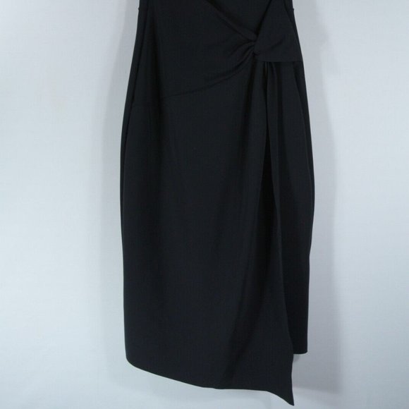 CHIARA BONI LA PETITE ROBE YASU SIDE WRAP KNOT BLACK SHEATH DRESS 46IT/ US 10 - Picture 7 of 8